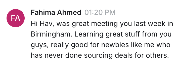 Member message from Fahima